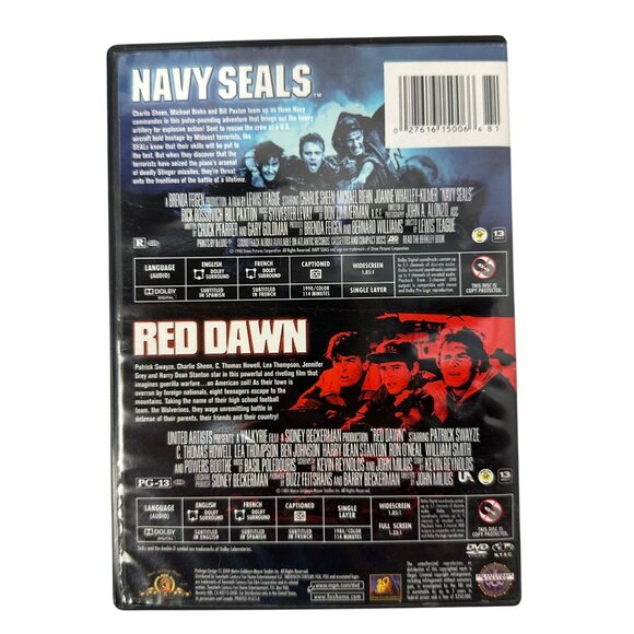 Navy Seals Red Dawn Double Feature DVD 2009 Charlie Sheen Patrick Swayze MGM - Picture 2 of 8
